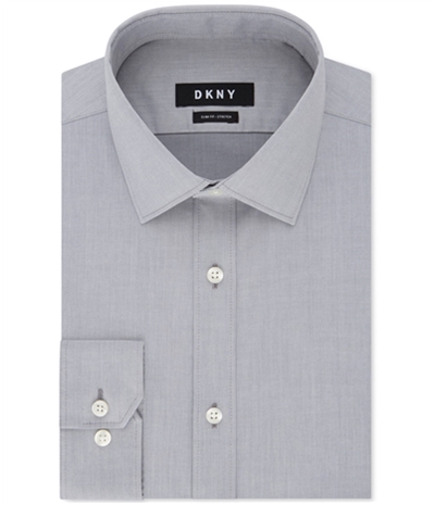 Dkny Mens Gray Solid Button Up Dress Shirt
