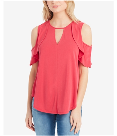 Jessica Simpson Womens Ruffled Cold Shoulder Blouse