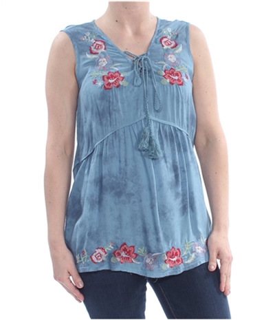 Vintage America Womens Floral Embroidered Sleeveless Blouse Top