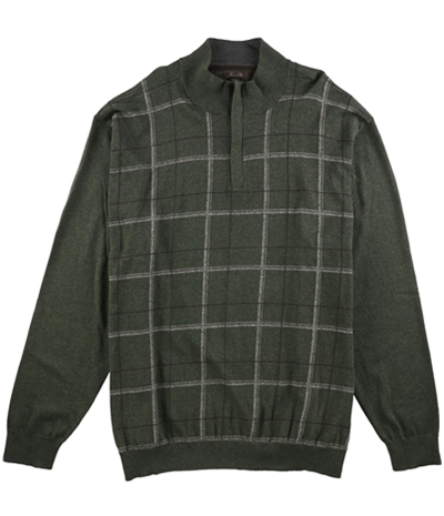 Tasso Elba Mens Refined Grid Quarter-Zip Pullover Sweater