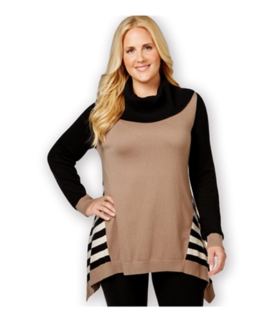 Style & Co. Womens Colorblocked Handkerchief-Hem Pullover Sweater