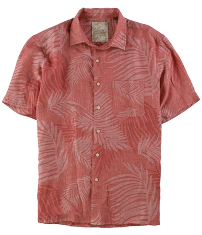 Tasso Elba Mens Linen Leaf Jacquard Button Up Shirt