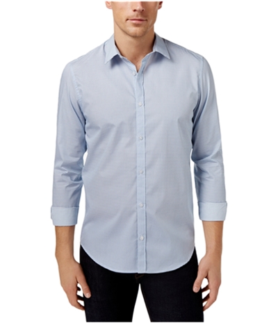 Calvin Klein Mens Pixel Houndstooth Button Up Shirt