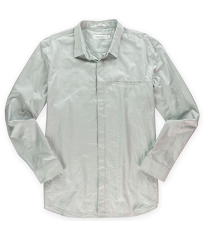 Calvin Klein Mens Solid Button Up Dress Shirt, TW1