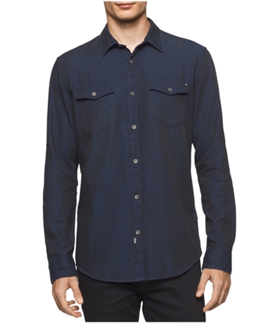 Calvin Klein Mens Distressed Button Up Shirt