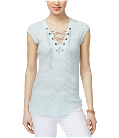William Rast Womens Lace-Up Knit Blouse