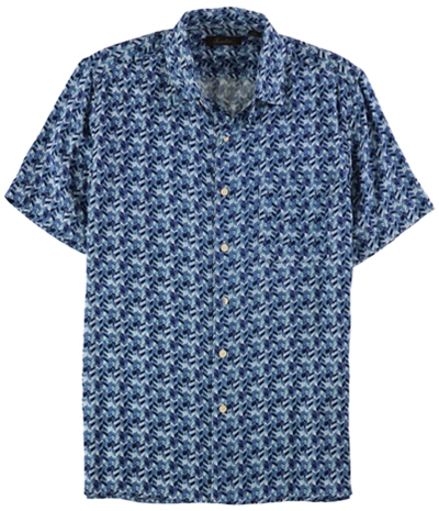 Tasso Elba Mens Silk Linen Ss Button Up Shirt, TW1