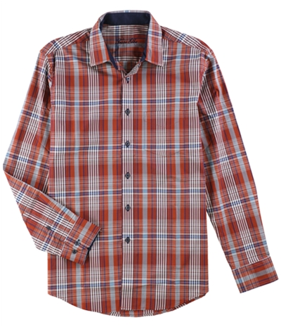 Tasso Elba Mens Plaid Ls Button Up Shirt, TW1