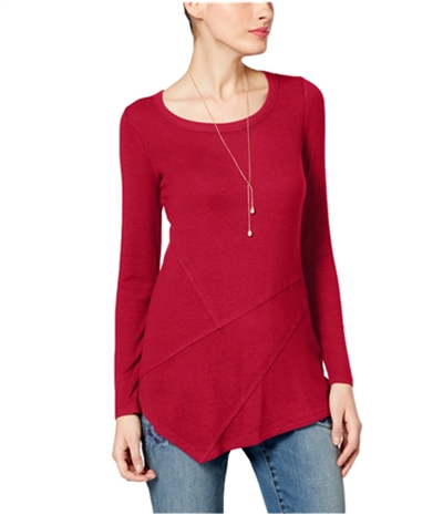 I-N-C Womens Asymmetrical Ribbed Pullover Blouse