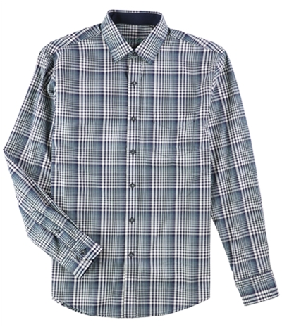 Tasso Elba Mens Plaid Ls Button Up Shirt, TW5