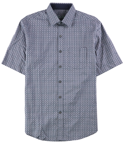 Tasso Elba Mens Grid-Pattern Button Up Shirt, TW1
