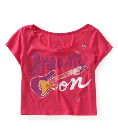 Aeropostale Womens Cropped Guitar Dorm Pajama Sleep T-Shirt