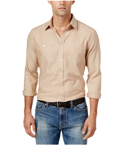 Tommy Hilfiger Mens Herringbone Button Up Shirt, TW2