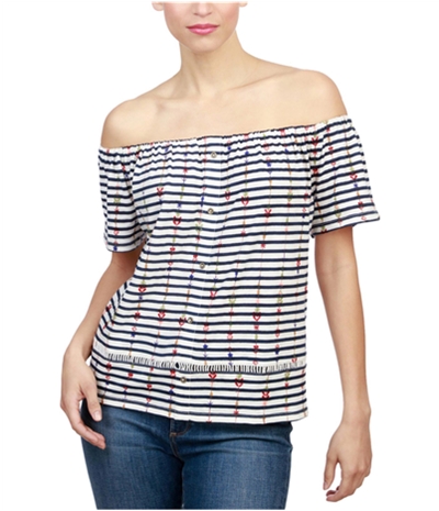 Lucky Brand Womens Striped Knit Blouse