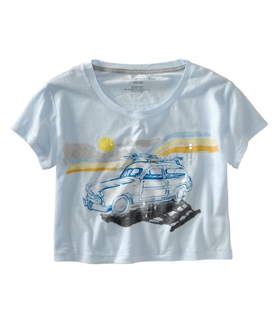 Aeropostale Womens Cropped Wide Neck Graphic T-Shirt
