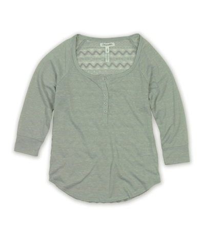 Aeropostale Womens Sheer Sleeve Lace Back Henley Shirt