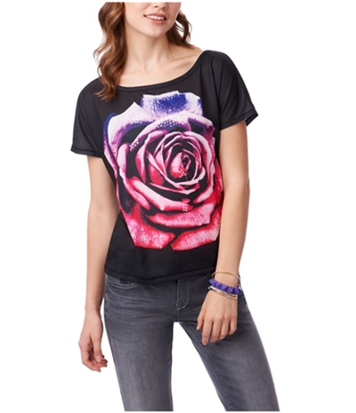 Aeropostale Womens Floral Ss Sequin Pullover Blouse