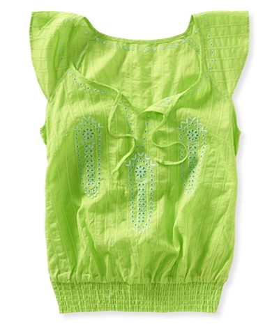 Aeropostale Womens Bright Embroidered Peasant Knit Blouse