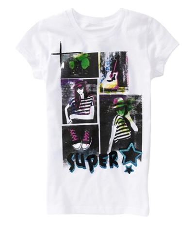Aeropostale Girls Glitter Super Star Graphic T-Shirt