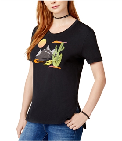 Carbon Copy Womens Embroidered Embellished T-Shirt