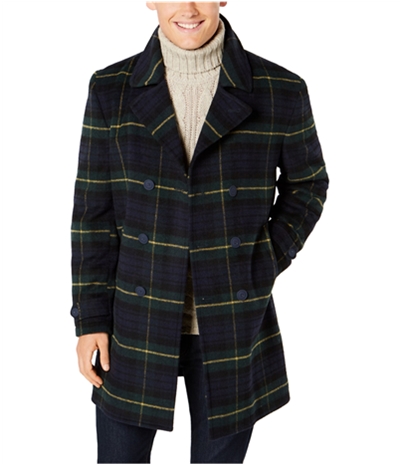 Tommy Hilfiger Mens Plaid Overcoat Dress