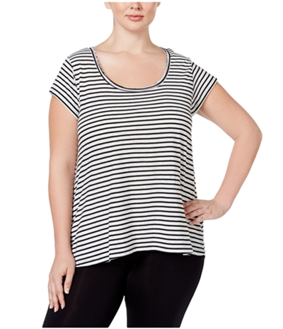 Calvin Klein Womens Striped Hi-Lo Graphic T-Shirt
