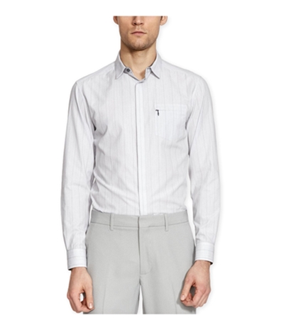 Kenneth Cole Mens Super Slim Stripe Ls Button Up Shirt