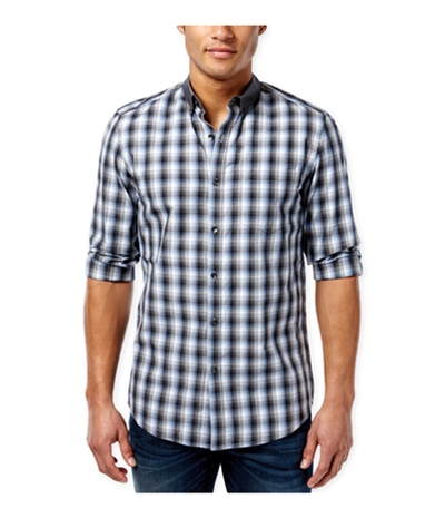 Kenneth Cole Mens Checked Super Slim Button Up Shirt