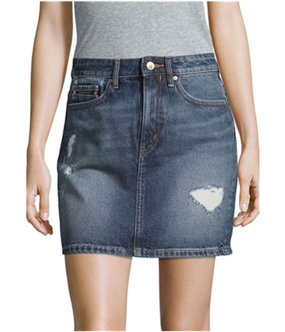 Calvin Klein Womens Distressed A-Line Skirt