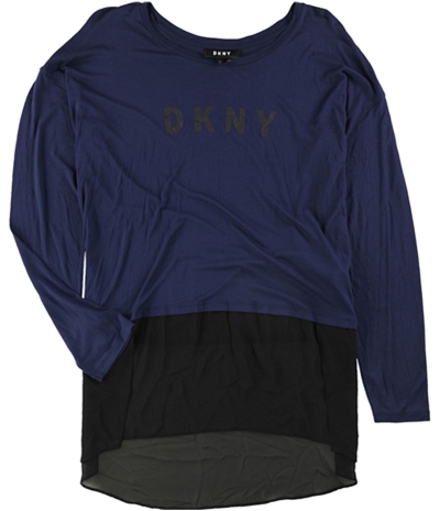 Dkny Womens Mixed Media Hi-Lo Graphic T-Shirt