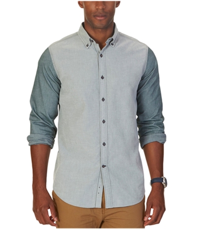 Nautica Mens Colorblocked Slim Fit Button Up Shirt