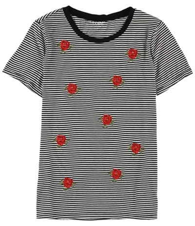 Carbon Copy Womens Embroidered Cactus Striped Embellished T-Shirt