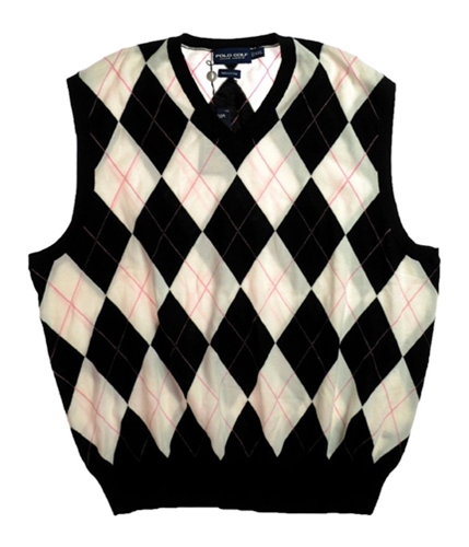 Ralph Lauren Mens Argyle Golf Sweater Vest black 2XL