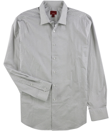 Alfani Mens Stretch Geomet Button Up Dress Shirt navywhite 15-15.5