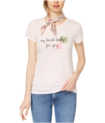maison Jules Womens My Heart Beets For You Basic T-Shirt pinklily S