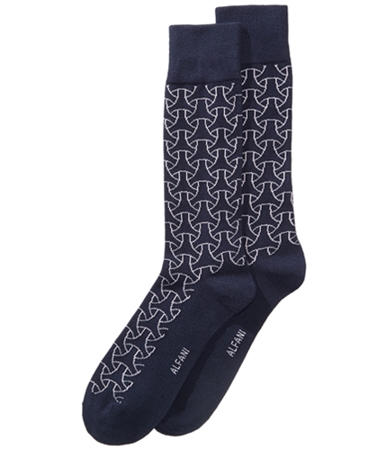Alfani Mens Geometric Midweight Socks navy 10-13