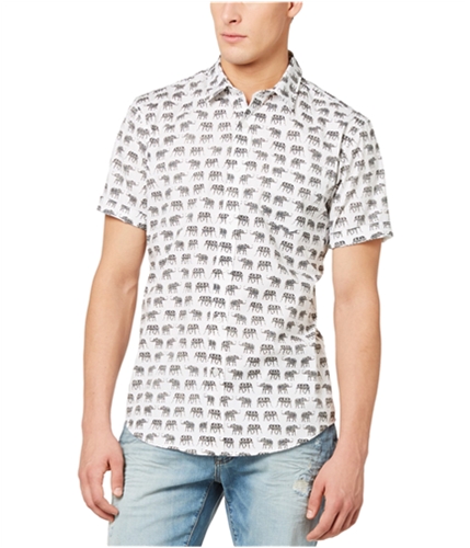 American Rag Mens Walking Elephants Button Up Shirt white S