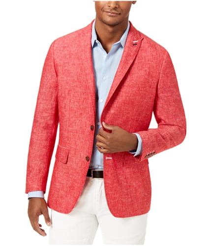 I-N-C Mens Textured Two Button Blazer Jacket redcombo L