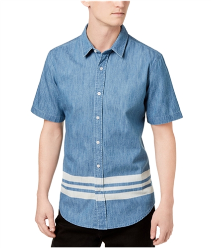 American Rag Mens Paulie Varsity Button Up Shirt pasblue S