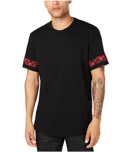 I-N-C Mens Tweak Plaid Basic T-Shirt deepblack S