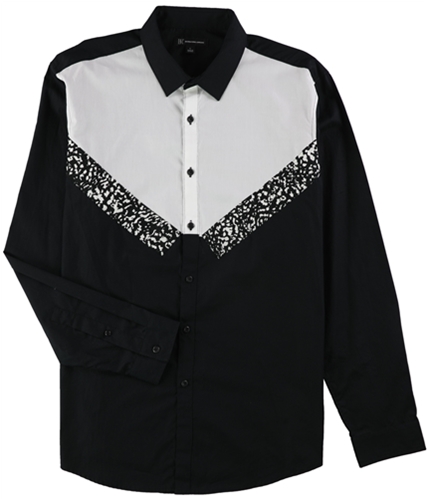 I-N-C Mens Tuxedo-Inspired Button Up Shirt deepblack L