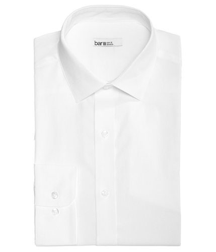 bar III Mens Stretch Easy-Care Button Up Dress Shirt white 14-14.5