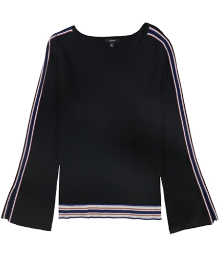 Alfani Womens Striped Bell Sleeve Pullover Sweater black S