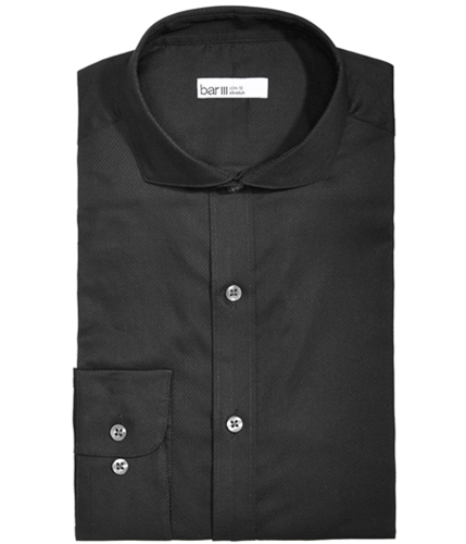 bar III Mens Slim Fit Stretch Button Up Dress Shirt black 15-15.5