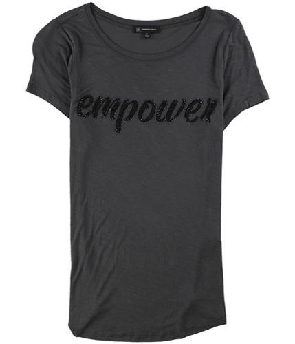I-N-C Womens Empower Embellished T-Shirt darkcharcoal M