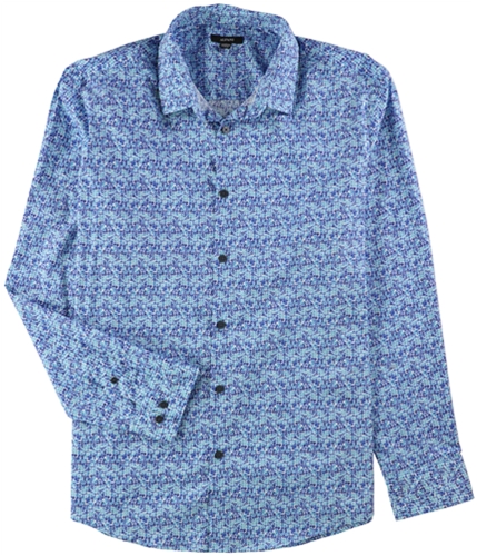 Alfani Mens Floral Print Button Up Shirt lazulite 2XL