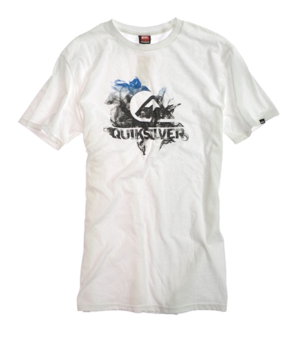 Quiksilver Mens Smoke My Logo Crew Neck Ss Graphic T-Shirt wht L