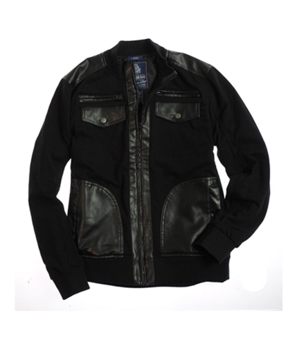 American Rag Mens Faux Leather Motorcycle Jacket blacksea L
