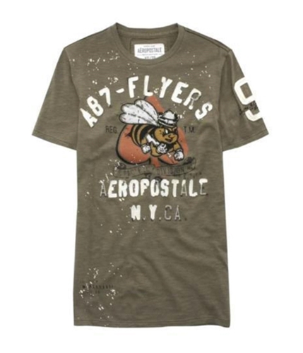 Aeropostale Mens Embroidered A 87 Flyer Graphic T-Shirt clay L