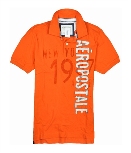 Aeropostale Mens New York 1987 Rugby Polo Shirt orange M